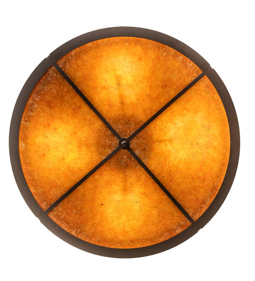 Meyda Lighting Ducks in Flight 40" 4-Light Oil Rubbed Bronze Flush Mount Light With Amber Mica Shade Glass