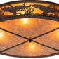 Meyda Lighting Ducks in Flight 40" 4-Light Oil Rubbed Bronze Flush Mount Light With Amber Mica Shade Glass
