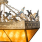 Meyda Lighting Ducks in Flight 48" 12-Light Dark Burnished Antique Copper Inverted Island Pendant Light With Amber Mica Shade Glass