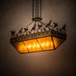 Meyda Lighting Ducks in Flight 48" 12-Light Dark Burnished Antique Copper Inverted Island Pendant Light With Amber Mica Shade Glass