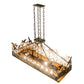 Meyda Lighting Ducks in Flight 48" 12-Light Dark Burnished Antique Copper Inverted Island Pendant Light With Amber Mica Shade Glass