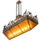 Meyda Lighting Ducks in Flight 48" 12-Light Dark Burnished Antique Copper Inverted Island Pendant Light With Amber Mica Shade Glass