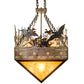 Meyda Lighting Ducks in Flight 48" 12-Light Dark Burnished Antique Copper Inverted Island Pendant Light With Amber Mica Shade Glass
