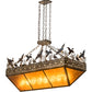 Meyda Lighting Ducks in Flight 48" 12-Light Dark Burnished Antique Copper Inverted Island Pendant Light With Amber Mica Shade Glass