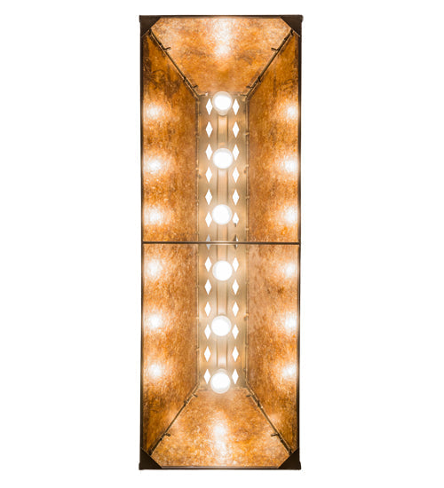 Meyda Lighting Ducks in Flight 48" 6-Light Antique Copper Island Pendant Light With Amber Mica Shade Glass