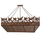 Meyda Lighting Ducks in Flight 48" 6-Light Rust Inverted Island Pendant Light With Silver Mica Shade Glass
