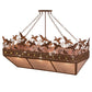 Meyda Lighting Ducks in Flight 48" 6-Light Rust Inverted Island Pendant Light With Silver Mica Shade Glass