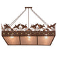 Meyda Lighting Ducks in Flight 48" 6-Light Rust Inverted Island Pendant Light With Silver Mica Shade Glass
