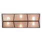 Meyda Lighting Ducks in Flight 48" 6-Light Rust Inverted Island Pendant Light With Silver Mica Shade Glass
