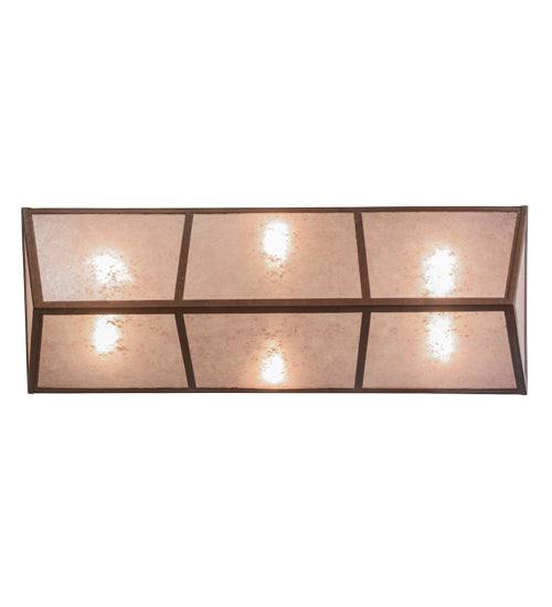 Meyda Lighting Ducks in Flight 48" 6-Light Rust Inverted Island Pendant Light With Silver Mica Shade Glass