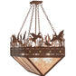 Meyda Lighting Ducks in Flight 48" 6-Light Rust Inverted Island Pendant Light With Silver Mica Shade Glass