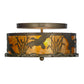 Meyda Lighting Ducks in Flight 51239 16" 2-Light Antique Copper Flush Mount Light With Amber Mica Shade Glass