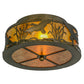 Meyda Lighting Ducks in Flight 51239 16" 2-Light Antique Copper Flush Mount Light With Amber Mica Shade Glass