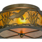 Meyda Lighting Ducks in Flight 51239 16" 2-Light Antique Copper Flush Mount Light With Amber Mica Shade Glass