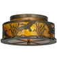 Meyda Lighting Ducks in Flight 51239 16" 2-Light Antique Copper Flush Mount Light With Amber Mica Shade Glass