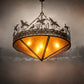 Meyda Lighting Ducks in Flight 60" 10-Light Antique Copper Inverted Pendant Light With Amber Mica Shade Glass
