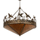 Meyda Lighting Ducks in Flight 60" 10-Light Antique Copper Inverted Pendant Light With Amber Mica Shade Glass