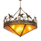 Meyda Lighting Ducks in Flight 60" 10-Light Antique Copper Inverted Pendant Light With Amber Mica Shade Glass