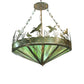 Meyda Lighting Ducks in Flight 60" 9-Light Antique Copper Inverted Pendant Light With Green Shade Glass