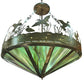 Meyda Lighting Ducks in Flight 60" 9-Light Antique Copper Inverted Pendant Light With Green Shade Glass