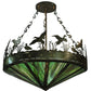 Meyda Lighting Ducks in Flight 60" 9-Light Antique Copper Inverted Pendant Light With Green Shade Glass