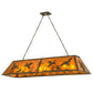 Meyda Lighting Ducks in Flight 61" 9-Light Antique Copper Island Pendant Light With Amber Mica Shade Glass