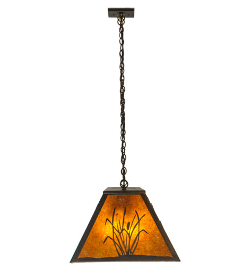 Meyda Lighting Ducks in Flight 61" 9-Light Antique Copper Island Pendant Light With Amber Mica Shade Glass