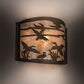 Meyda Lighting Ducks in Flight 68612 12" Antique Copper Wall Sconce With Silver Mica Shade Glass