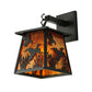 Meyda Lighting Ducks in Flight 7" Textured Black Hanging Wall Sconce With Amber Mica Shade Glass
