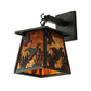Meyda Lighting Ducks in Flight 7" Textured Black Hanging Wall Sconce With Amber Mica Shade Glass