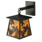 Meyda Lighting Ducks in Flight 7" Textured Black Hanging Wall Sconce With Amber Mica Shade Glass