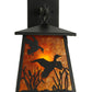 Meyda Lighting Ducks in Flight 7" Textured Black Hanging Wall Sconce With Amber Mica Shade Glass