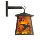 Meyda Lighting Ducks in Flight 7" Textured Black Hanging Wall Sconce With Amber Mica Shade Glass