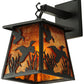Meyda Lighting Ducks in Flight 7" Textured Black Hanging Wall Sconce With Amber Mica Shade Glass