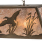 Meyda Lighting Ducks in Flight 72" 12-Light Antique Copper Finish Island Pendant Light With Silver Mica Shade Glass
