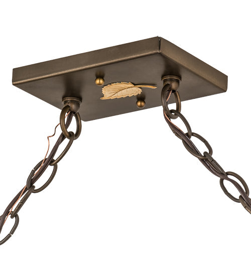 Meyda Lighting Ducks in Flight 72" 12-Light Antique Copper Finish Island Pendant Light With Silver Mica Shade Glass