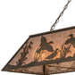 Meyda Lighting Ducks in Flight 72" 12-Light Antique Copper Finish Island Pendant Light With Silver Mica Shade Glass