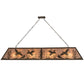 Meyda Lighting Ducks in Flight 72" 12-Light Antique Copper Finish Island Pendant Light With Silver Mica Shade Glass