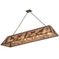 Meyda Lighting Ducks in Flight 72" 12-Light Antique Copper Finish Island Pendant Light With Silver Mica Shade Glass