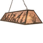 Meyda Lighting Ducks in Flight 72" 12-Light Antique Copper Finish Island Pendant Light With Silver Mica Shade Glass