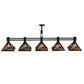 Meyda Lighting Ducks in Flight 75" 5-Light Textured Black Island Pendant Light With Silver Mica Shade Glass