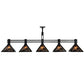 Meyda Lighting Ducks in Flight 75" 5-Light Textured Black Island Pendant Light With Silver Mica Shade Glass
