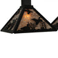Meyda Lighting Ducks in Flight 75" 5-Light Textured Black Island Pendant Light With Silver Mica Shade Glass