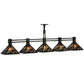 Meyda Lighting Ducks in Flight 75" 5-Light Textured Black Island Pendant Light With Silver Mica Shade Glass