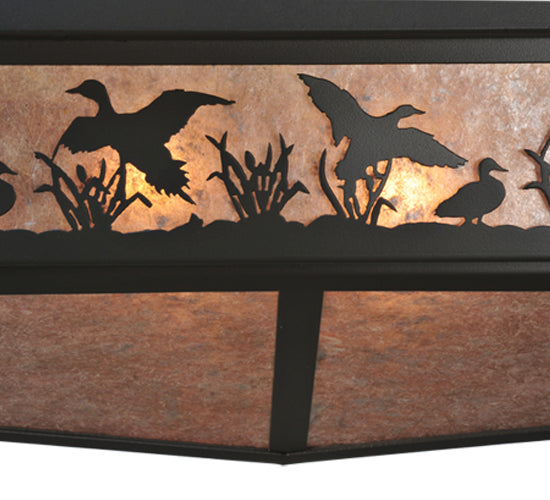 Meyda Lighting Ducks in Flight 80" 8-Light Timeless Bronze Oblong Semi-flush Mount Ceiling Light With Silver Mica Shade Glass