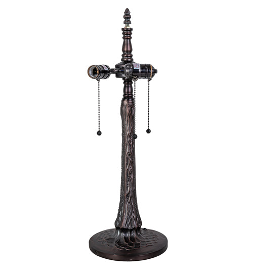 Meyda Lighting Duffner & Kimberly Colonial 22" 3-Light Mahogany Bronze Table Lamp With Multi-Colored Shade Glass
