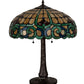 Meyda Lighting Duffner & Kimberly Colonial 22" 3-Light Mahogany Bronze Table Lamp With Multi-Colored Shade Glass
