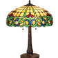 Meyda Lighting Duffner & Kimberly Colonial 22" 3-Light Mahogany Bronze Table Lamp With Multi-Colored Shade Glass