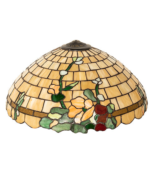 Meyda Lighting Duffner & Kimberly Hollyhock 20" Multi-Colored Stained Shade Glass