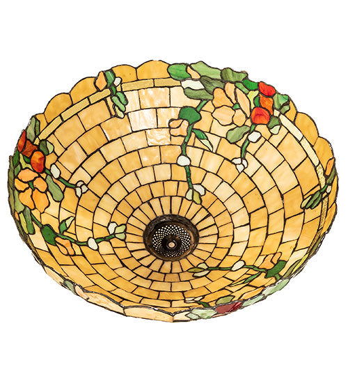 Meyda Lighting Duffner & Kimberly Hollyhock 20" Multi-Colored Stained Shade Glass